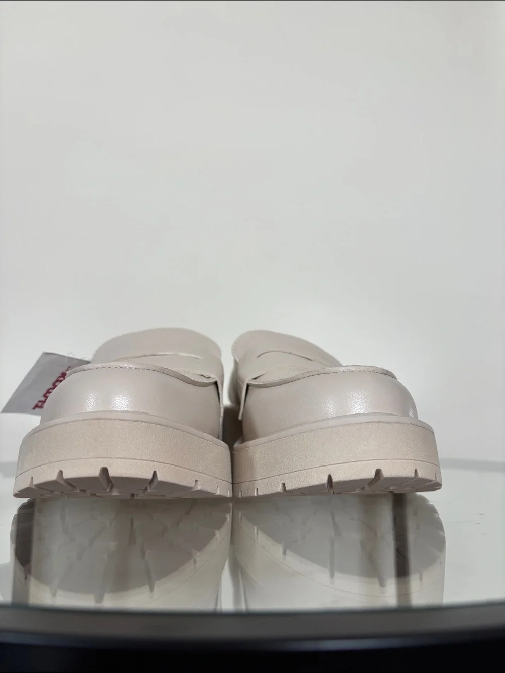 Madden Girl Women's Chunky Penny Loafers in Light Beige Cream Slip On New Career